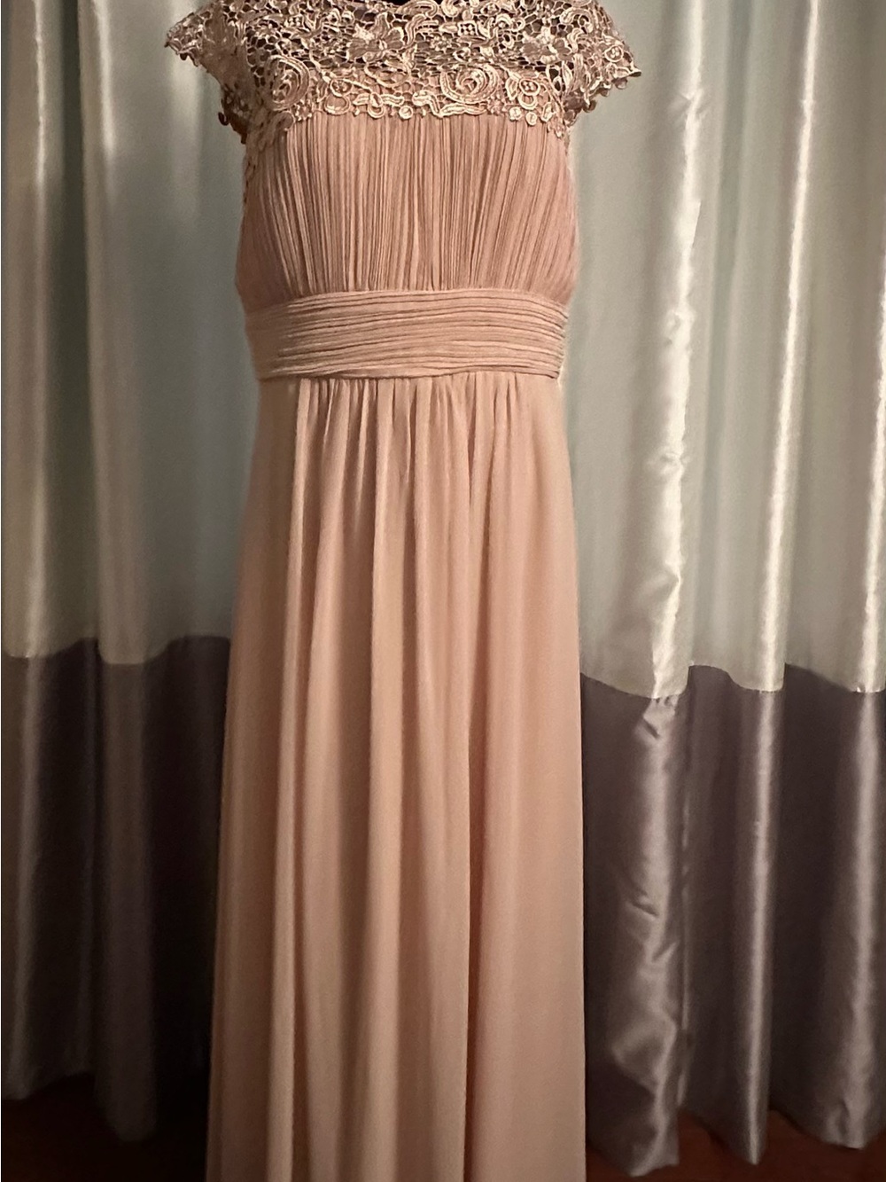 Ever Pretty Beige Lace Appliqué Maxi Gown